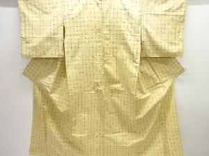 アンティーク　格子織り出し手織り紬単衣着物